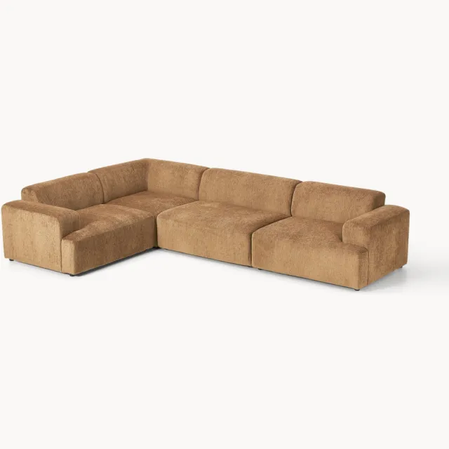 Westwing Collection Grote hoekbank Melva (4-zits) bruin