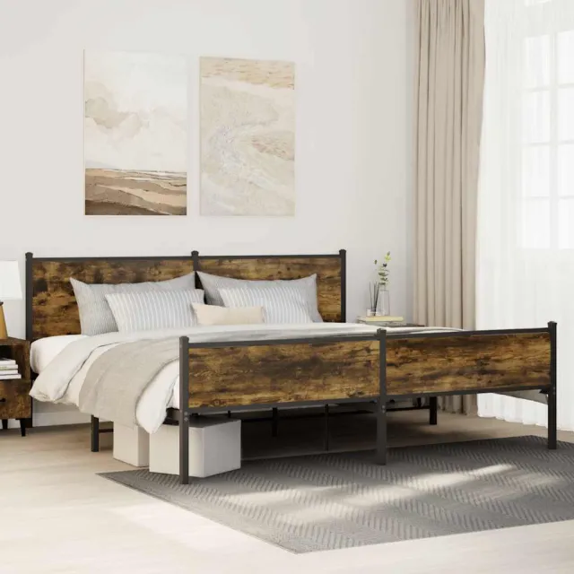 vidaXL Bedframe zonder matras metaal gerookt eikenkleurig 193x203 cm
