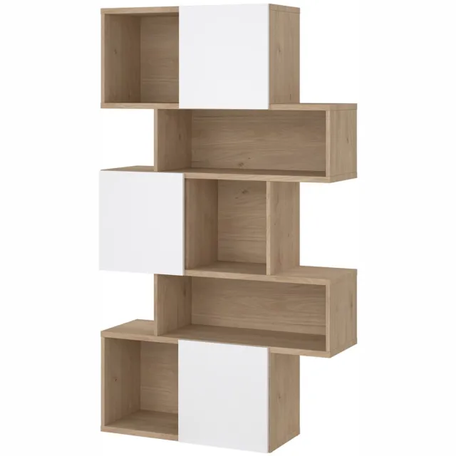 Giga Living Boekenkast Maze - Naturel/Wit Hoogglans - 96x34x166cm