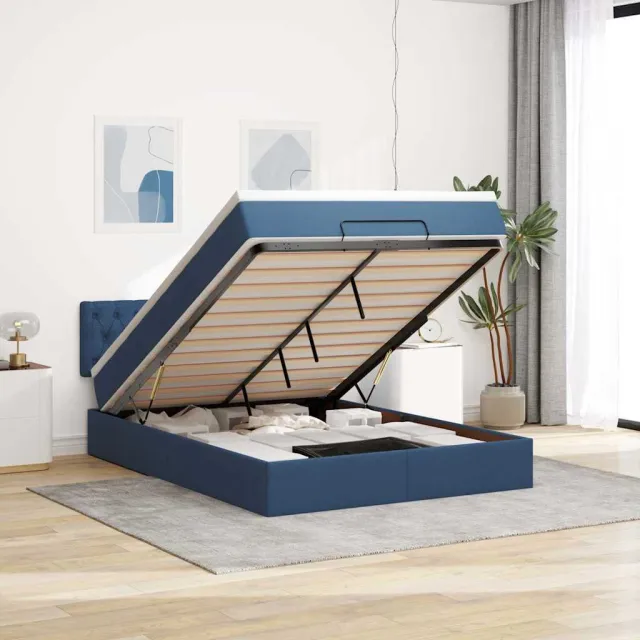 vidaXL Ottoman bed met matras 140x200cm stof blauw