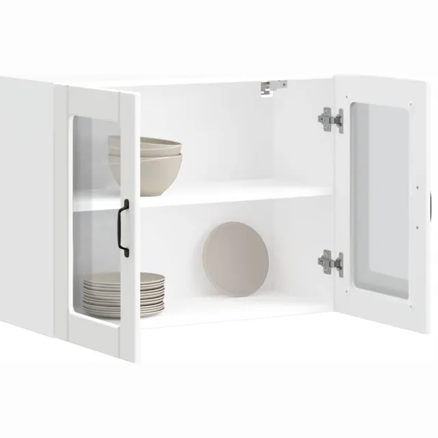 vidaXL Keukenbovenkast met glazen deur Lucca bewerkt hout wit