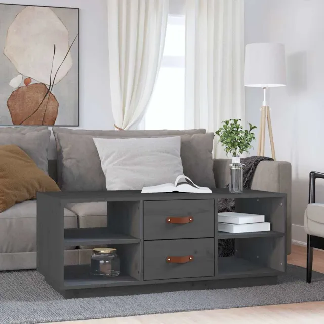vidaXL Salontafel 100x50x41 cm massief grenenhout grijs, foto 2