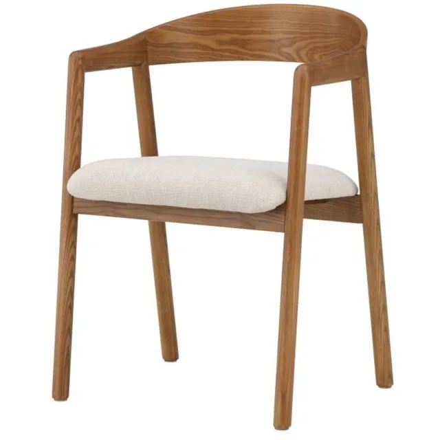 Svea Dupont eetkamerstoel - essenhout en stof - beige/bruin