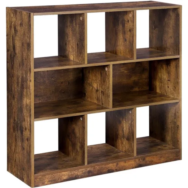 MAZAZU MIRA Home boekenkast - kubusplank - Vintage - Spaanplaat - 97.5x30x100 Bruin, Zwart