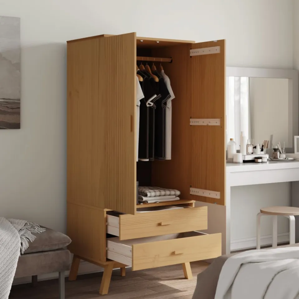 vidaXL Kledingkast OLDEN 76,5x53x172 cm massief grenenhout bruin, foto 4