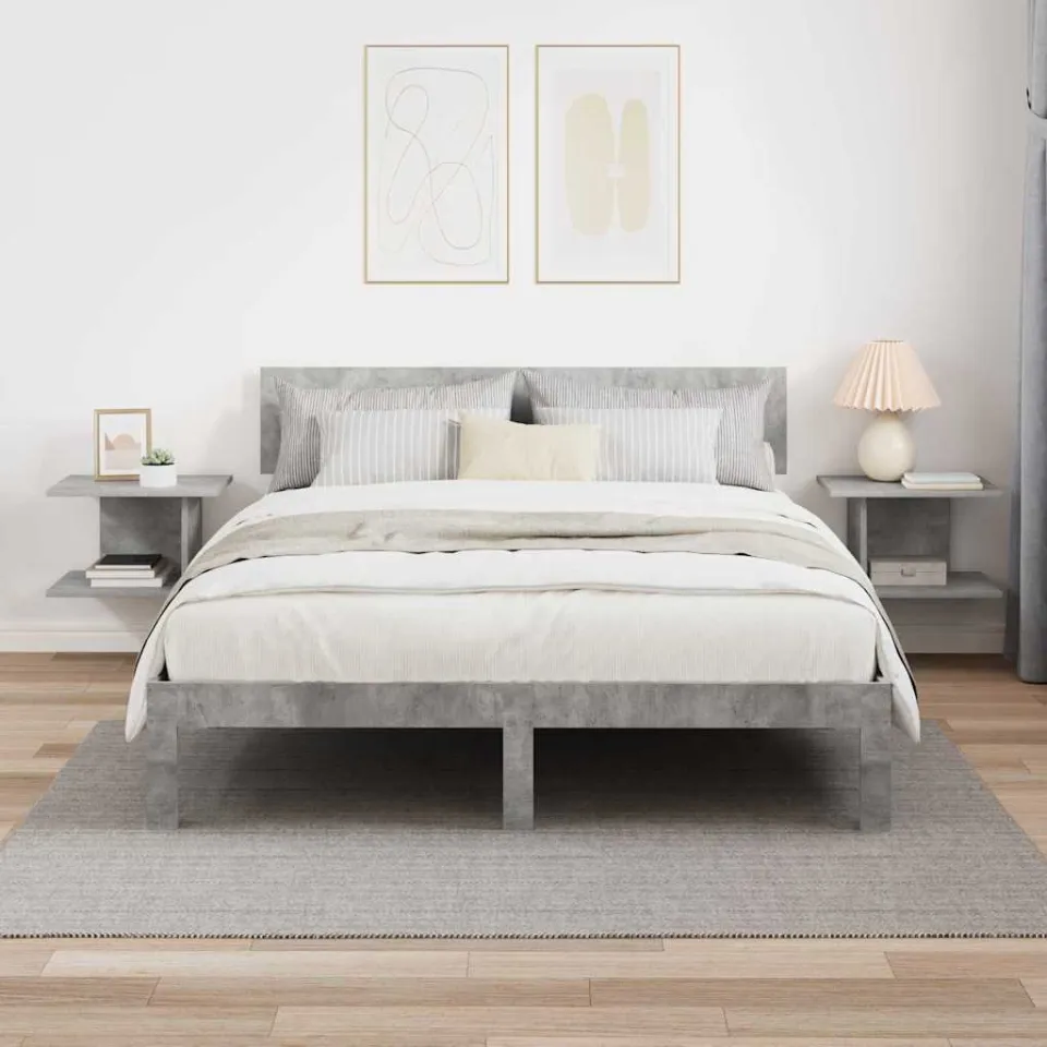 vidaXL Nachtkastje 2 st Beton Grijs 40 x 30 x 25 cm Bewerkt hout, foto 4