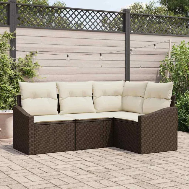 vidaXL Bankstel 4 st Bruin poly rattan, foto 2