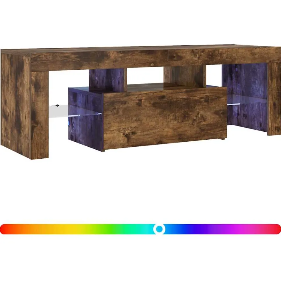 vidaXL Tv-meubel met LED-verlichting 120x35x40 cm gerookt eikenkleurig Bruin