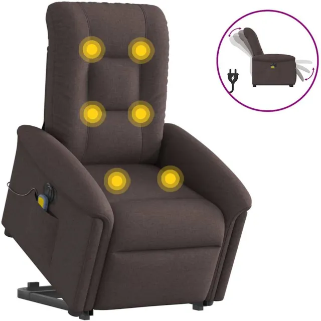 vidaXL Sta-op-massagestoel - elektrisch - verstelbaar - stof - donkerbruin