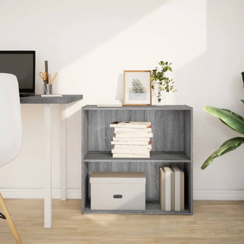 vidaXL Boekenkast 80x30x77 cm bewerkt hout grijs sonoma eikenkleurig, foto 2