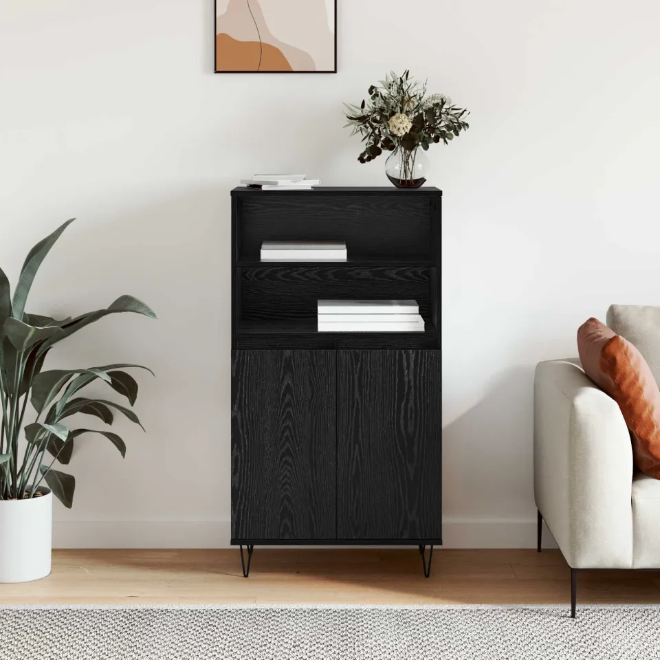 vidaXL Highboard Zwart 60 x 36 x 110 cm Bewerkt hout, foto 4