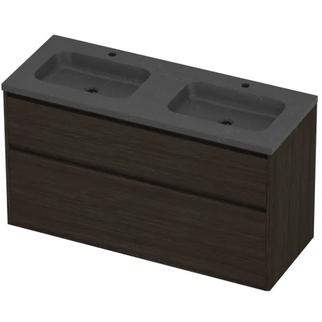 Proline Rollo Badmeubelset Hardsteen Elegant 2 Laden 120x46x67 cm Blue Stone Mokka Oak Eiken