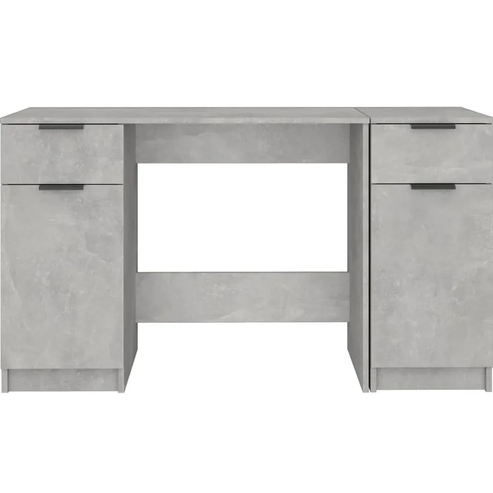 vidaXL Bureau met bijzetkast bewerkt hout betongrijs grijs, foto 4