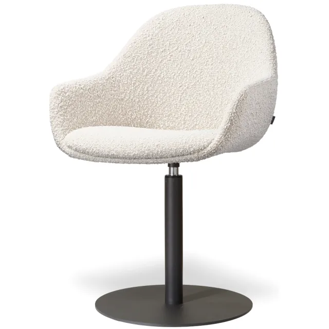 Nolon Niva-Mae draaibare tulp eetkamerstoel bouclé beige - mat zwart onderstel