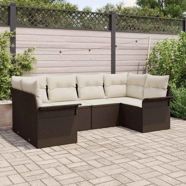 vidaXL Tuin Sofa Set 6 st Bruin Poly riet, foto 2