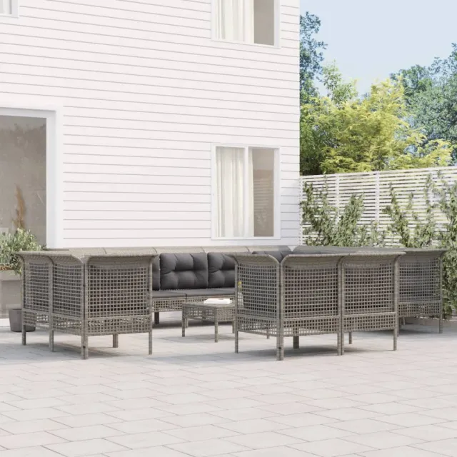 vidaXL 13-delige Loungeset met kussens poly rattan grijs, foto 2