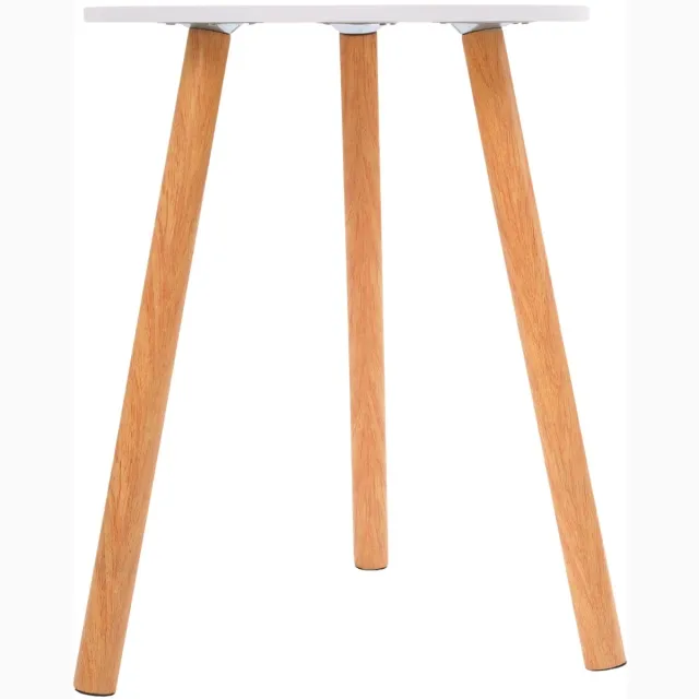 Happiq Ronde Bijzettafel – Kleine Houten Salontafel met Antislip Voetpads voor Woonkamer, Kantoor, Café en Theeruimte – Wit White