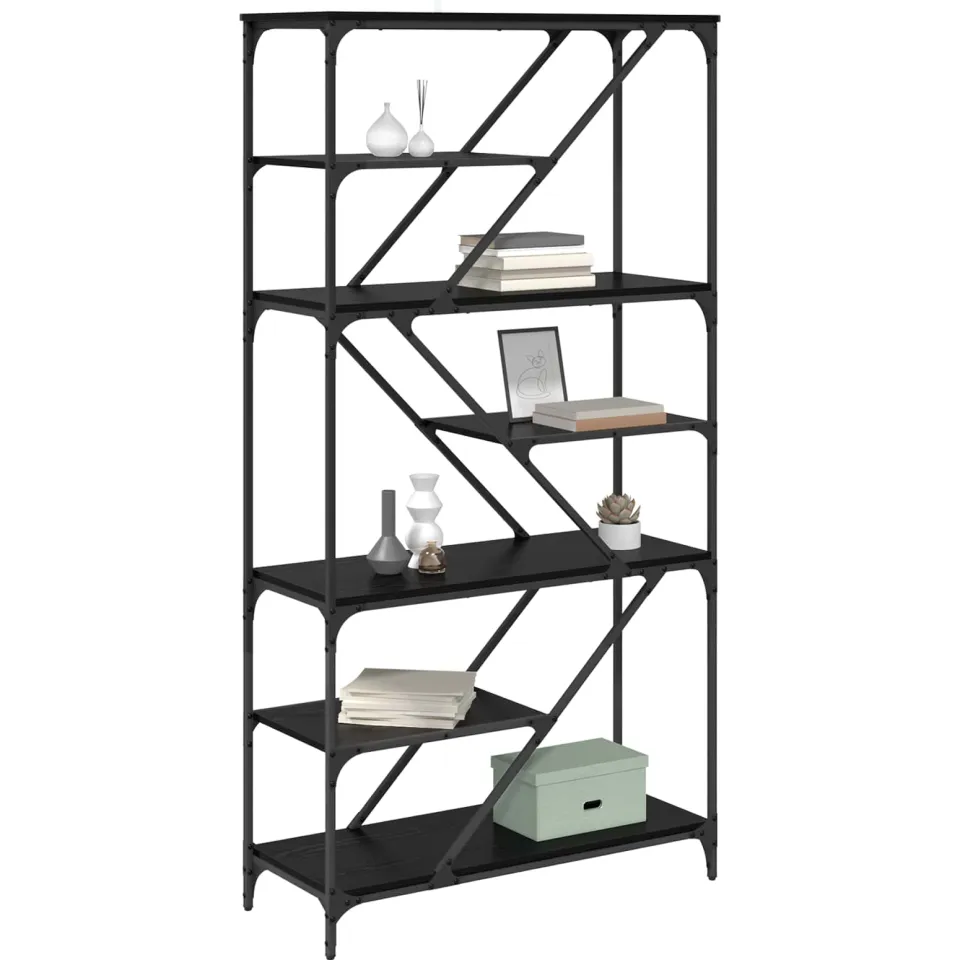 vidaXL Boekenkast 9-laags 91 x 36 x 176 cm Bewerkt hout Zwart Eiken