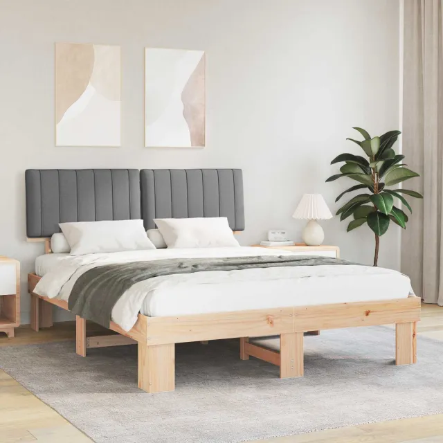 vidaXL Bedframe met Gevoerd Hoofdgedeelte Lichtgrijs 160 x 200 cm