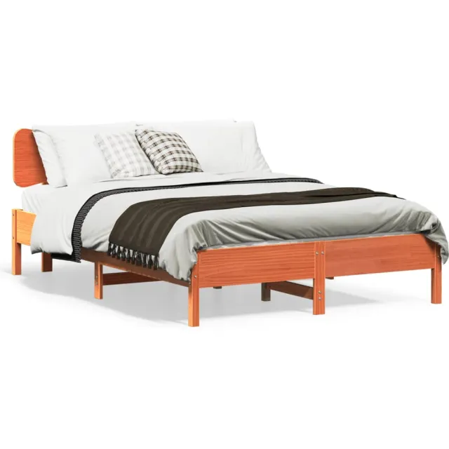 vidaXL Bedframe zonder matras massief grenenhout wasbruin 120x200 cm wit