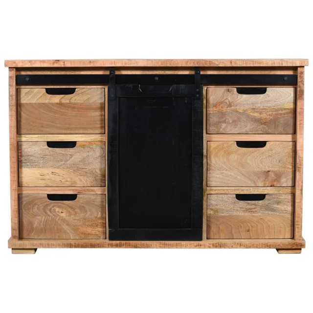 Mangohouten dressoir Ruben met schuifdeur en lades