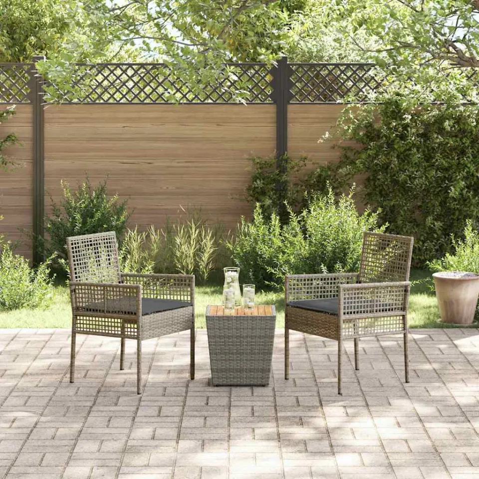vidaXL Tuin Bistro Set 3 st Grijs poly rattan, foto 3