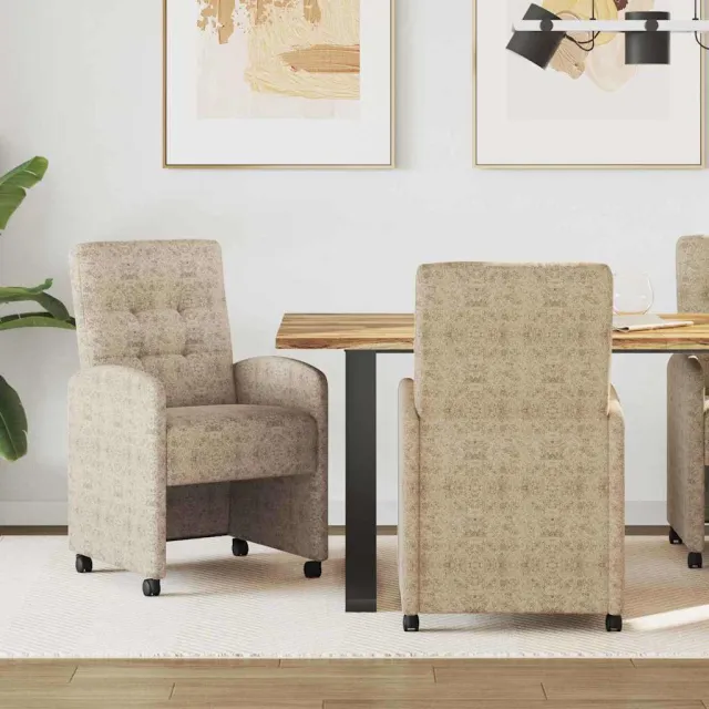 vidaXL Eetkamerstoelen met Wieltjes 2 st Faux suede leer Lichtgrijs