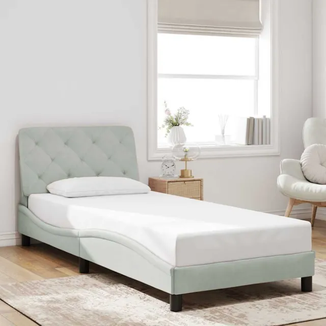 vidaXL Bedframe zonder matras 80x200 cm fluweel lichtgrijs grijs