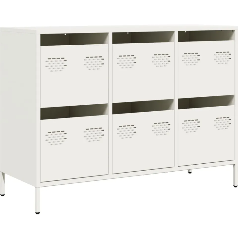 vidaXL Dressoir 101,5x39x73,5 cm koudgewalst staal wit