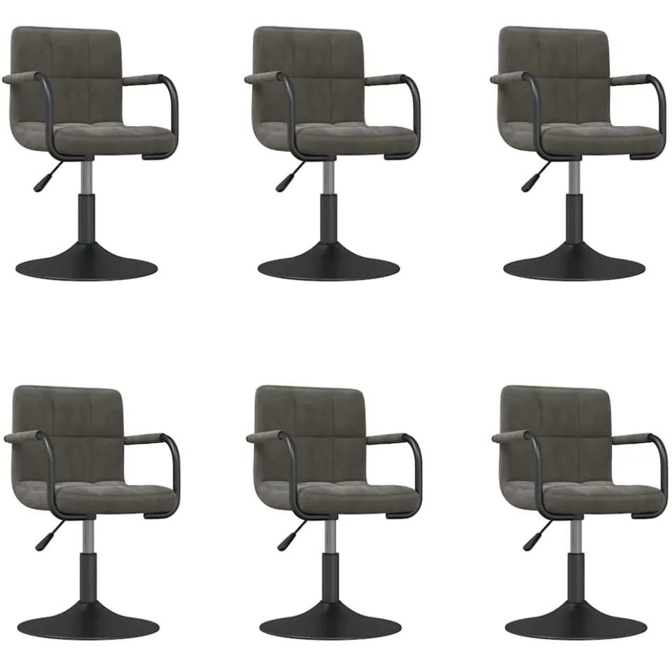 vidaXL Eetkamerstoelen draaibaar 6 st fluweel donkergrijs grijs, foto 3