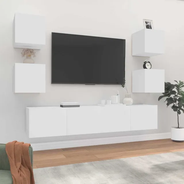 vidaXL 6-delige Tv-meubelset bewerkt hout wit