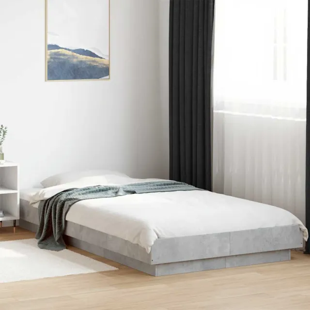 vidaXL Bedframe met LED-verlichting bewerkt hout betongrijs 90x200 cm