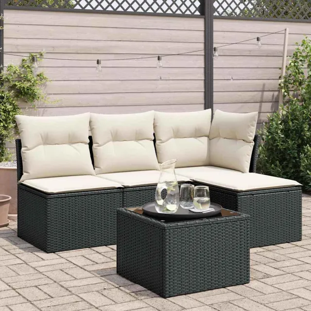 vidaXL 5-delige Loungeset met kussens poly rattan bruin, foto 2