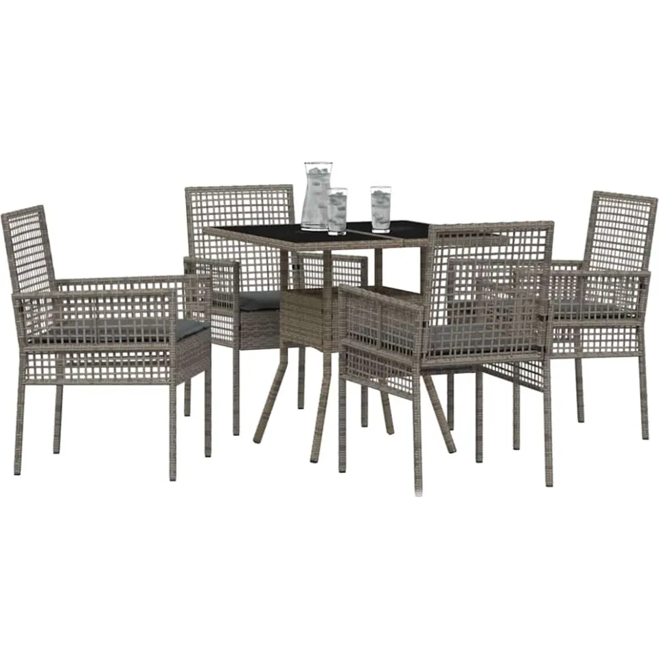 vidaXL Tuin eettafelset 5 st Grijs poly rattan