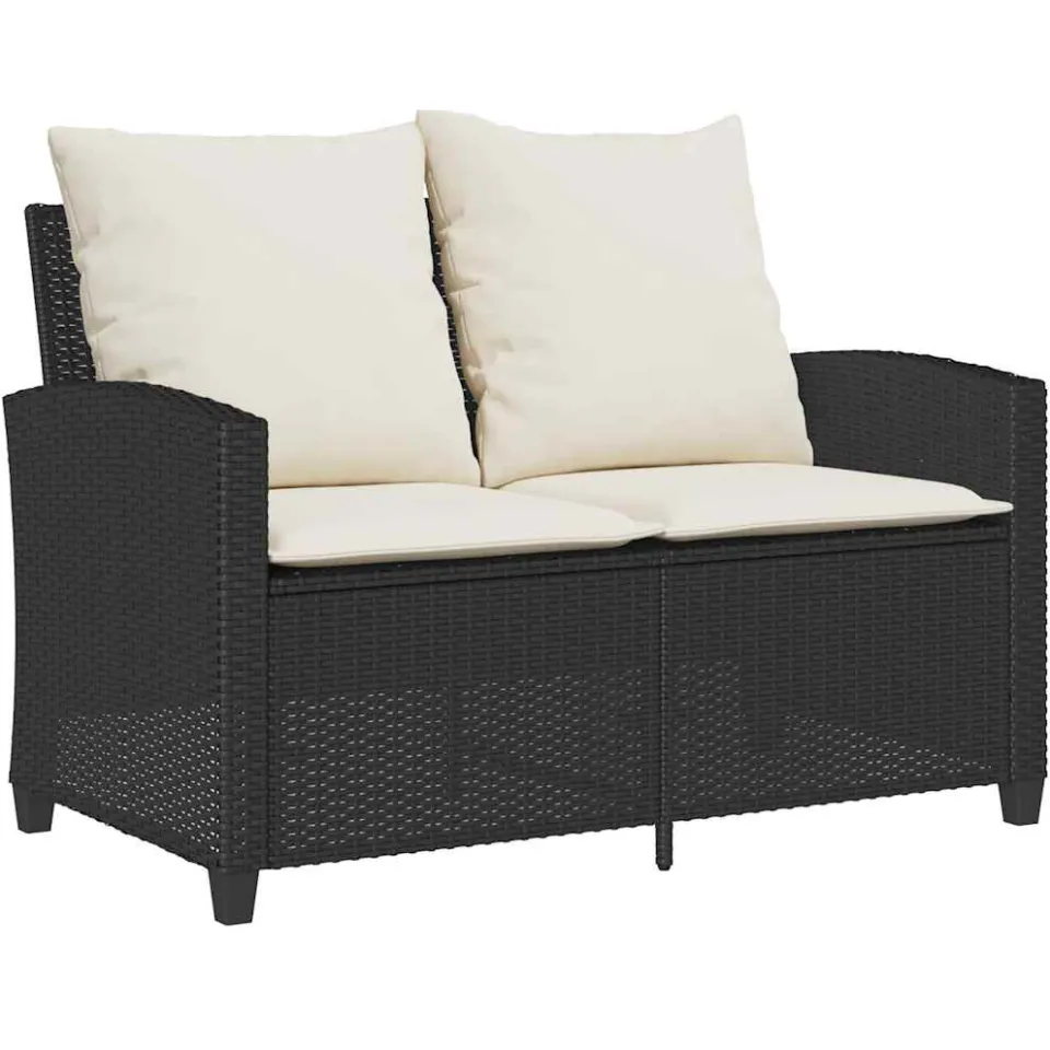 vidaXL 6-delige Loungeset met kussens poly rattan zwart, foto 4