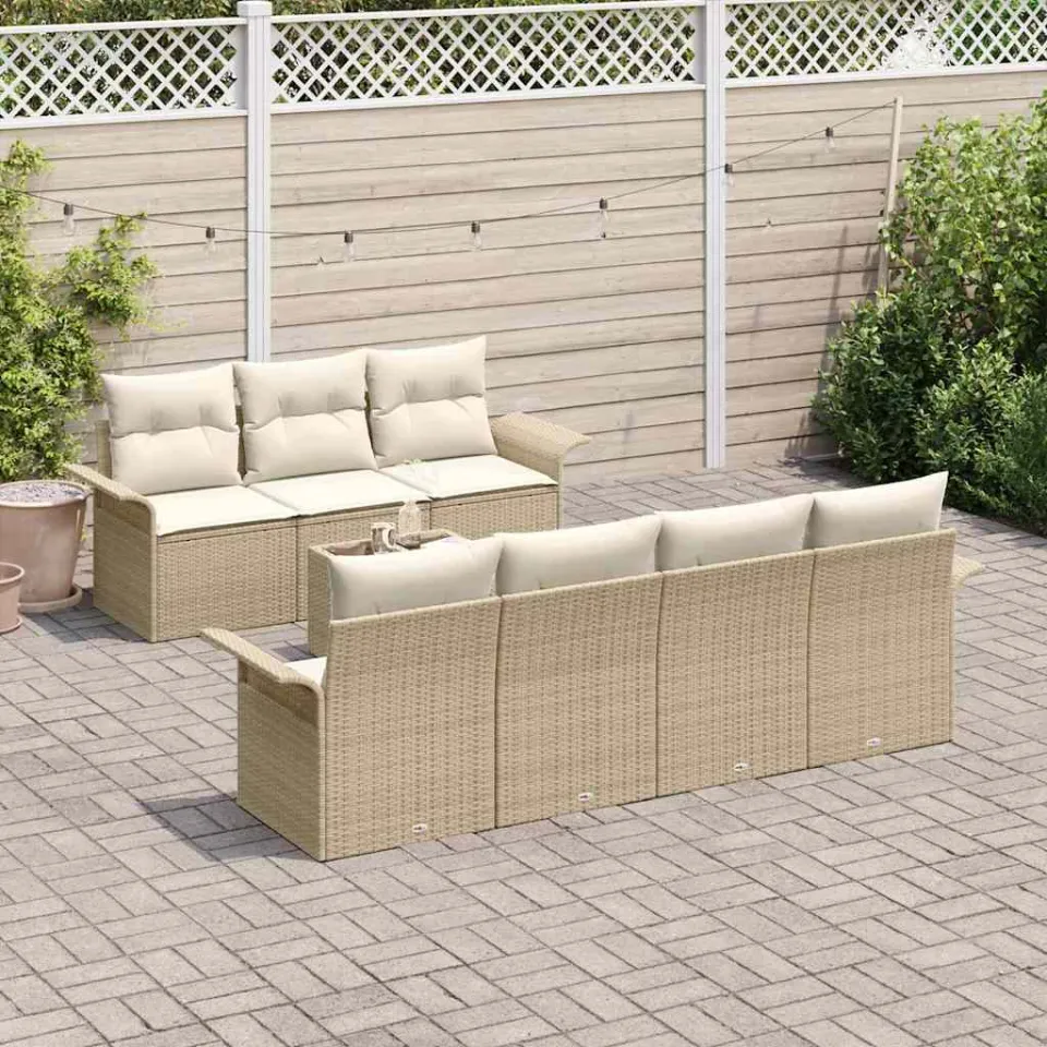 vidaXL Tuin Sofa Set 8 st Beige poly rattan