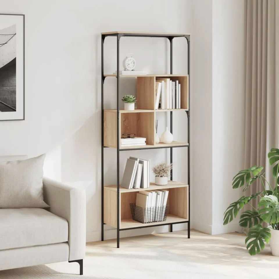 vidaXL Boekenkast 5-laags 76x33x188,5 cm bewerkt hout sonoma eiken, foto 3