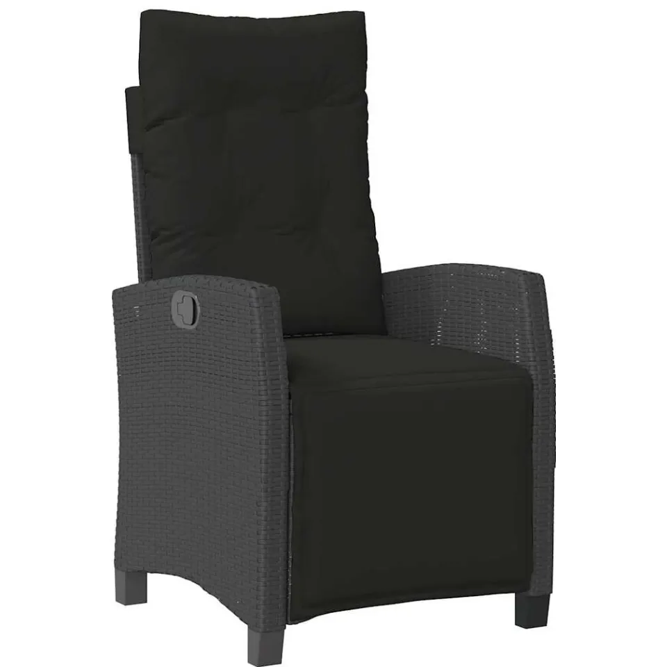 vidaXL 5-delige Tuinset met kussens poly rattan zwart