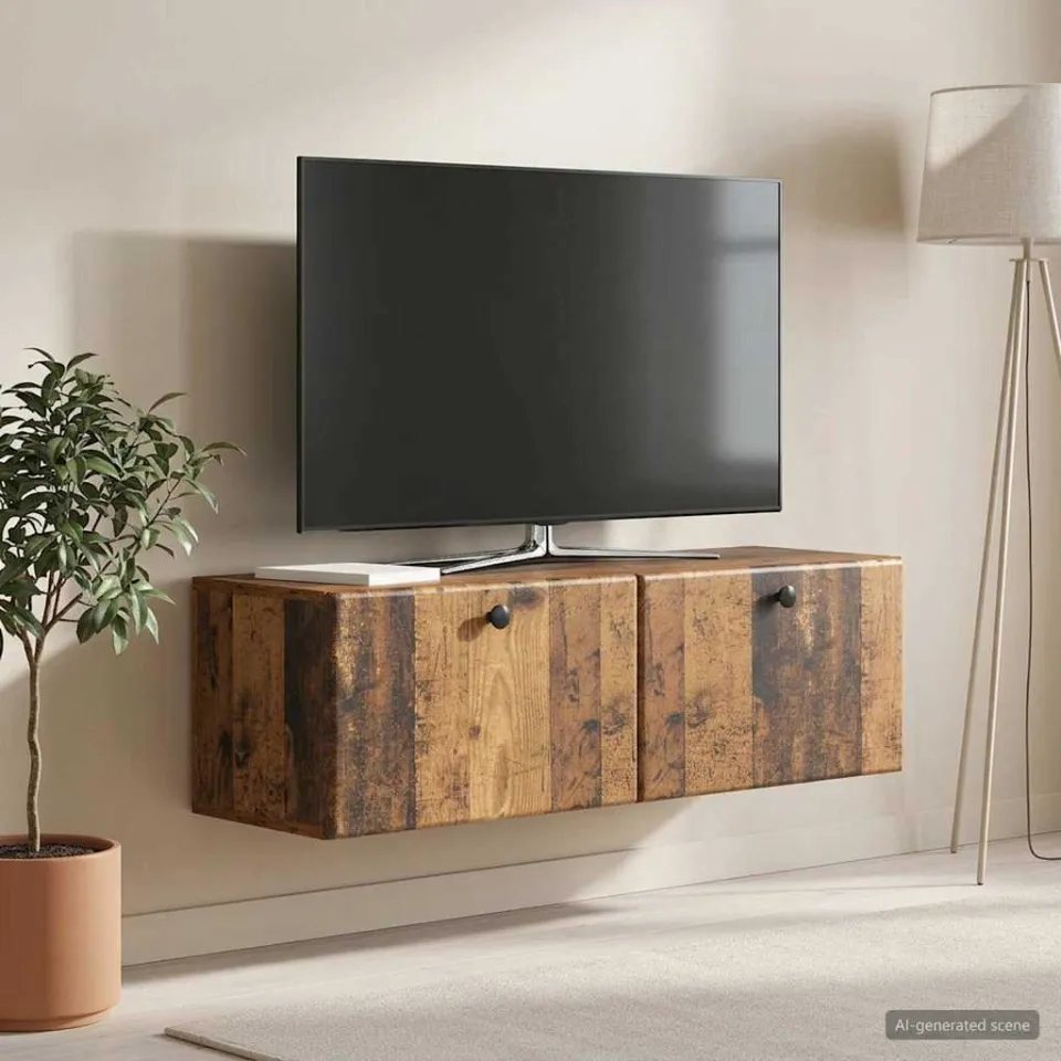 vidaXL Wandbeugel TV-kast 98 x 31 x 30 cm Oud hout Bewerkt hout bruin, foto 4