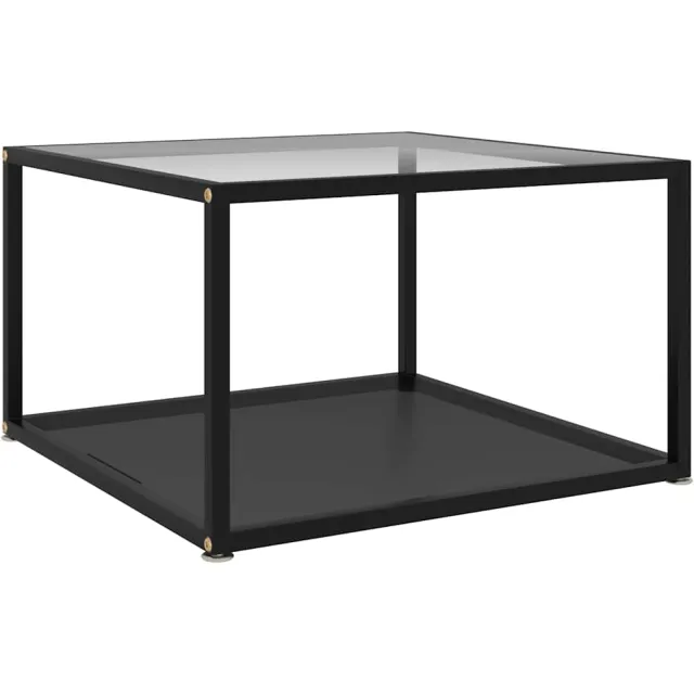 vidaXL Salontafel 60x60x35 cm gehard glas transparant en zwart, foto 2