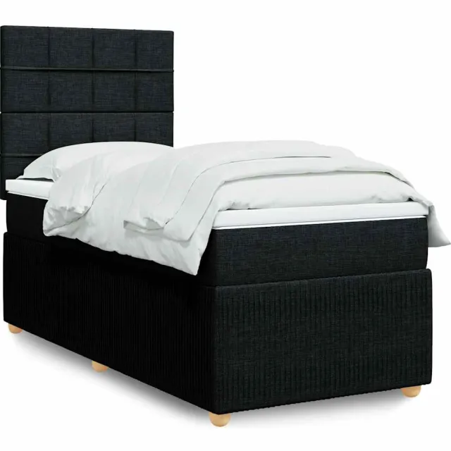 vidaXL Boxspring met matras stof zwart 90x190 cm