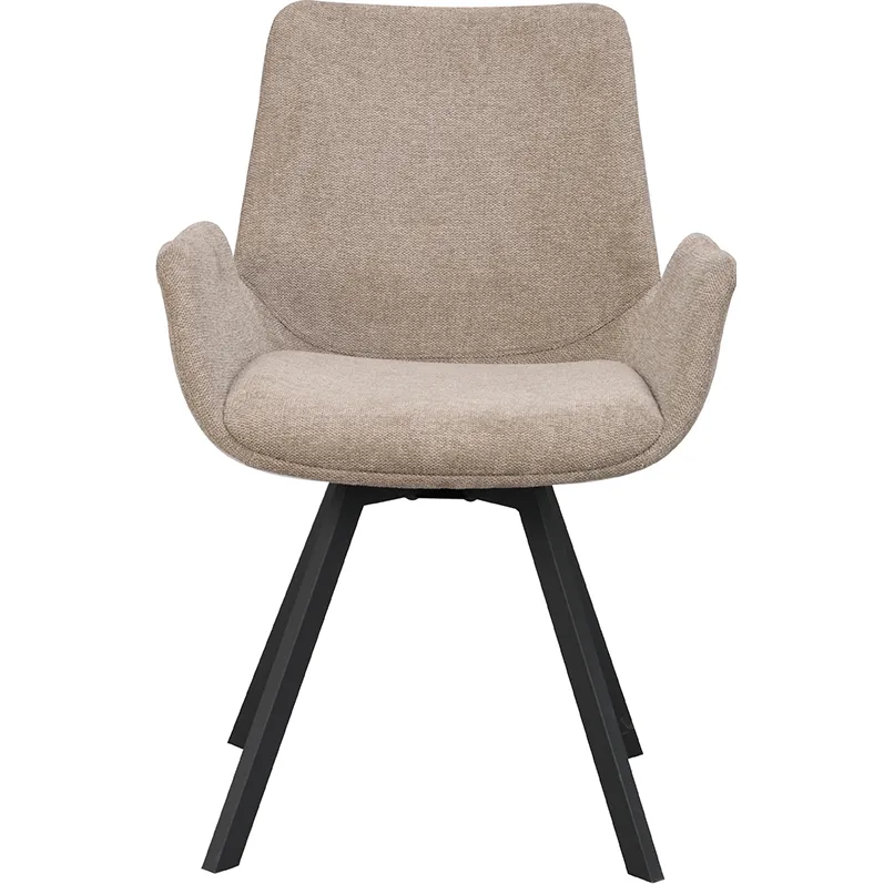 Rowico Home Norwell draaibare eetkamerstoel beige - zwart onderstel - set van 2