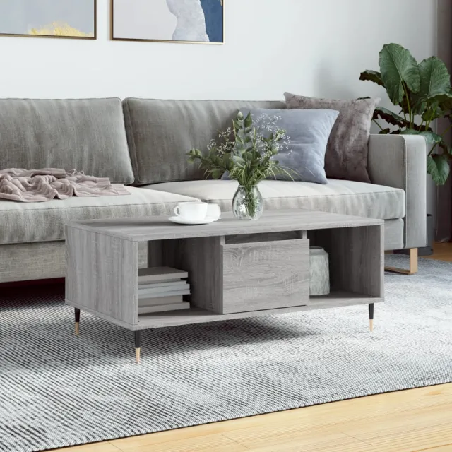 vidaXL Salontafel 90x50x36,5 cm bewerkt hout grijs sonoma, foto 2