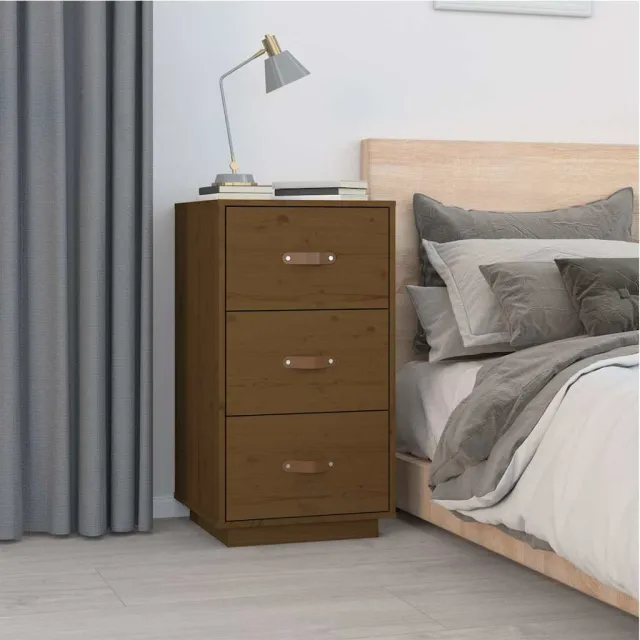 vidaXL Nachtkastjes 2 st 40x40x75 cm massief grenenhout honingbruin bruin, foto 3