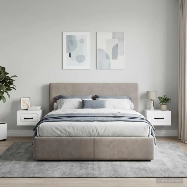 vidaXL Wandbeugel Bedkast 2 st Hoogglans Wit 34,5 x 33 x 20 cm