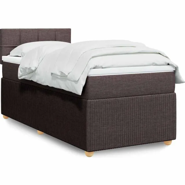 vidaXL Boxspring met matras stof donkerbruin 90x200 cm bruin