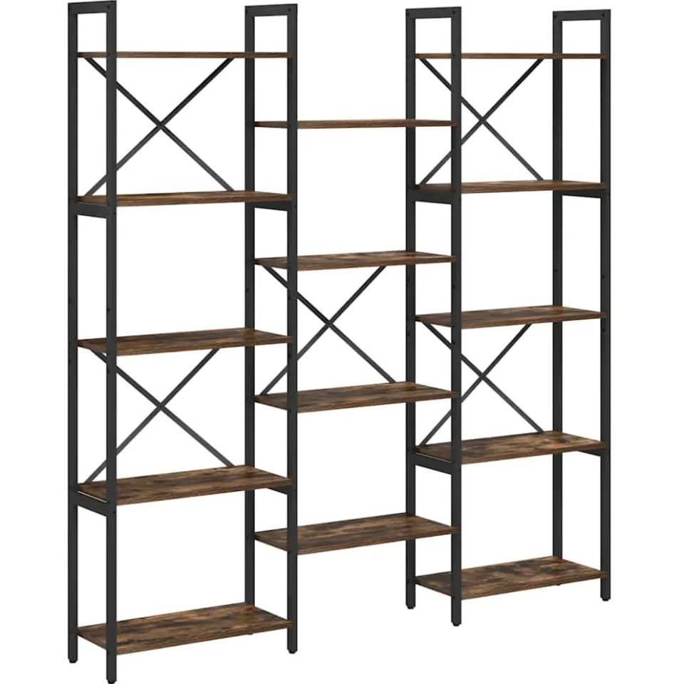 vidaXL Boekenkast 156 x 25 x 167 cm Bewerkt hout Gerookt eiken, foto 3