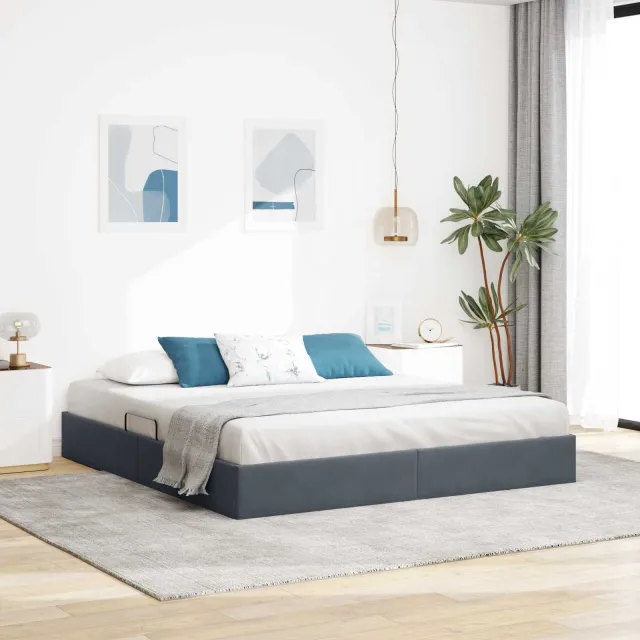 vidaXL Ottoman Bedframe Donkergrijs 160 x 200 cm Fluweel