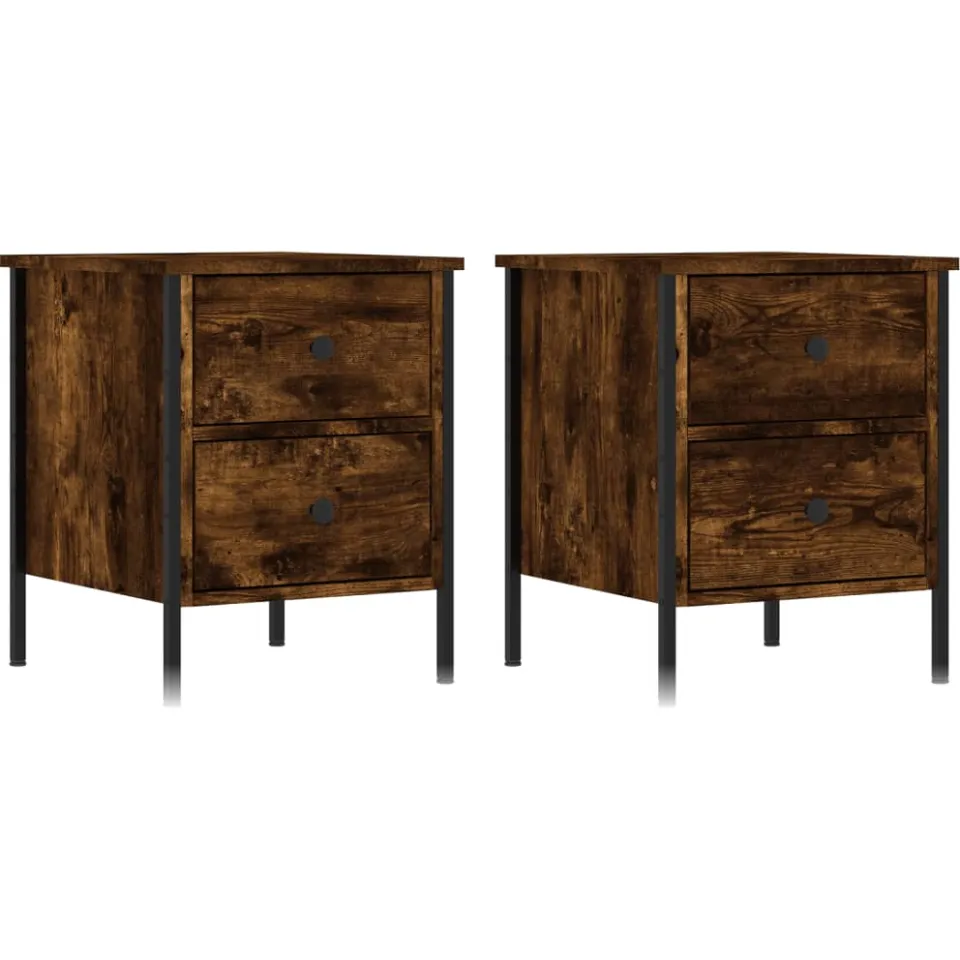 vidaXL Nachtkastjes 2 st 40x42x50 cm bewerkt hout gerookt eikenkleurig Bruin