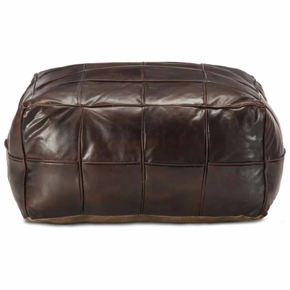 vidaXL Poef 60x60x30 cm echt geitenleer donkerbruin bruin, foto 2